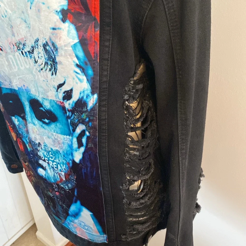 American BAZI distressed denim jacket NWT - Picture 4 of 14